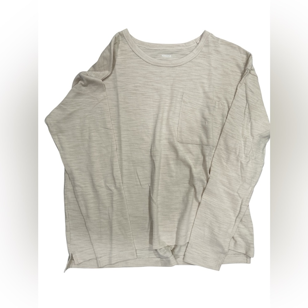 Women’s Sonoma Cream Long Sleeve Top with Pocket size L NWOT